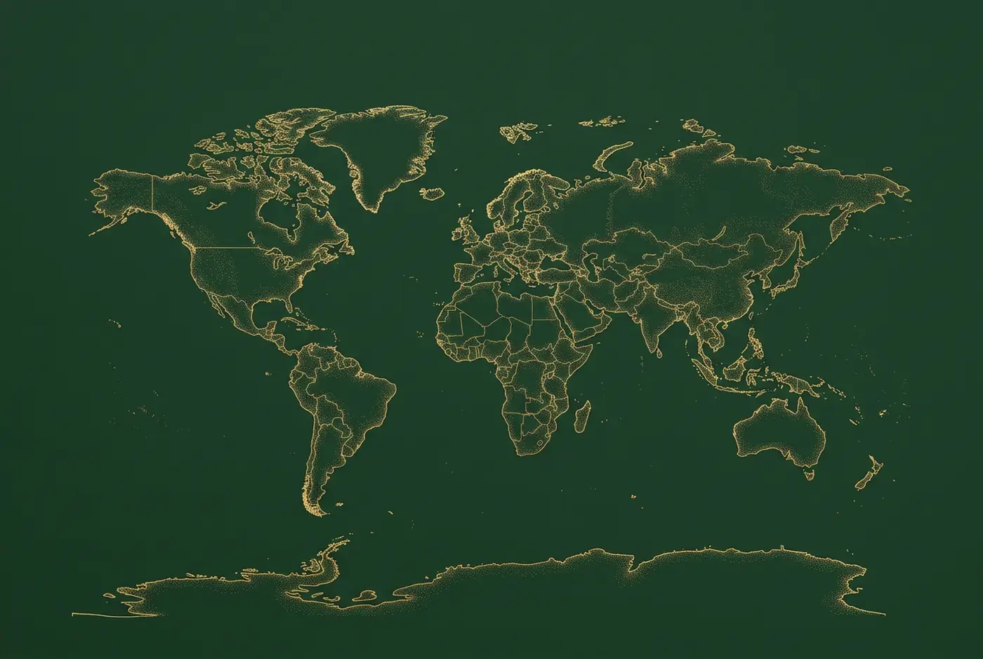 Engraved world map showing FRUTIQ export routes